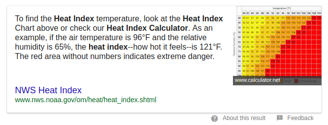 exp of heat index